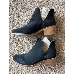 Steve Madden RAISIE Black Suede Booties Western Back Zip Block Heel Womens 6.5M
